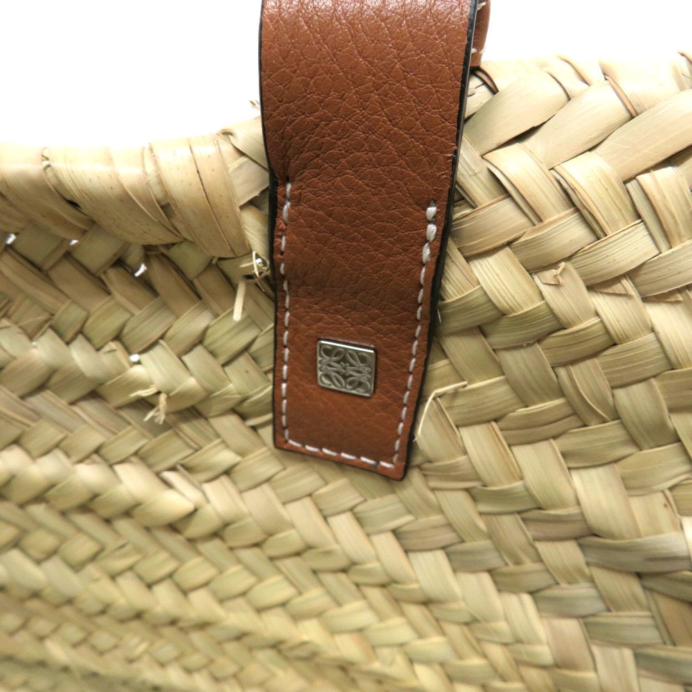 Loewe Medium Tan Palm Natural Bag Leaf Raffia Calfskin Basket - Picture 15 of 16